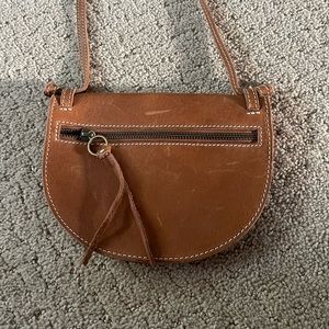 Madewell Small Brown Leather Crossbody Saddlebag Purse